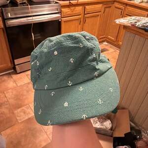 Sun N' Sand Anchor Print Cadet Cap Hat Green